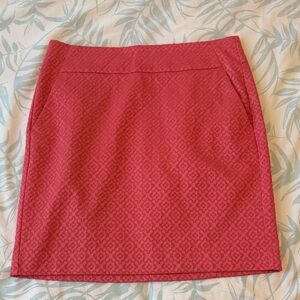 Ann Taylor Crimson Patterned Pencil Skirt